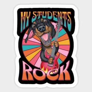 Fun colorful dachshund playing guitar for My students Rock Sticker